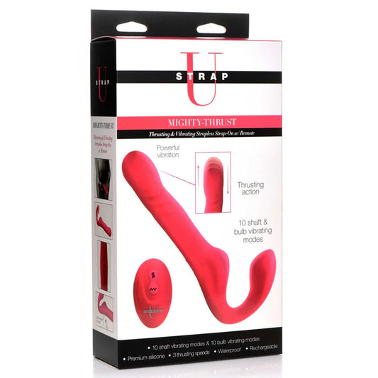 Strap U Mighty-Thrust Thrusting and Vibrating Strapless Strap-On with Remote